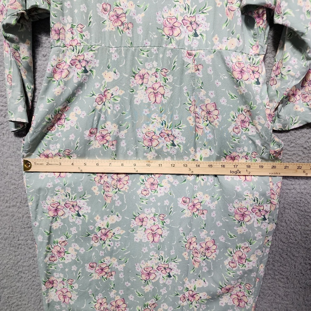 E.D.Michaels Vintage Dress Dolman Sleeve Sage Pink Floral Size 9/10 80's 90's - Picture 9 of 10